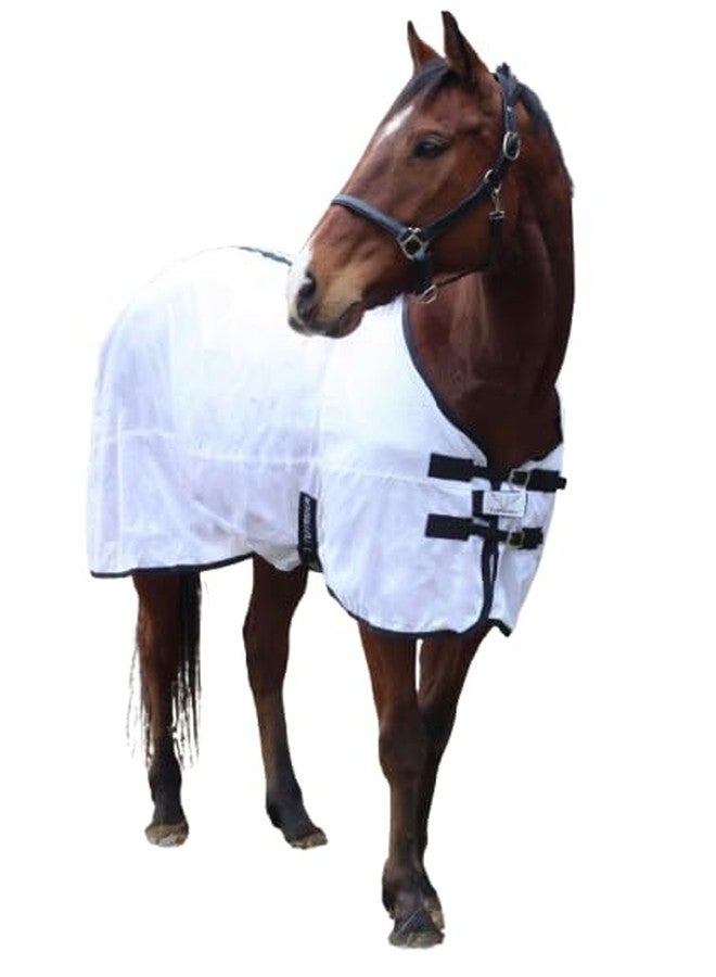 TuffRider Comfy Mesh Fly Sheet | UV Protection Horse Sheet, Standard Neck, 130 Grams Breathable Polyester Mesh - White - 57 - Image 3